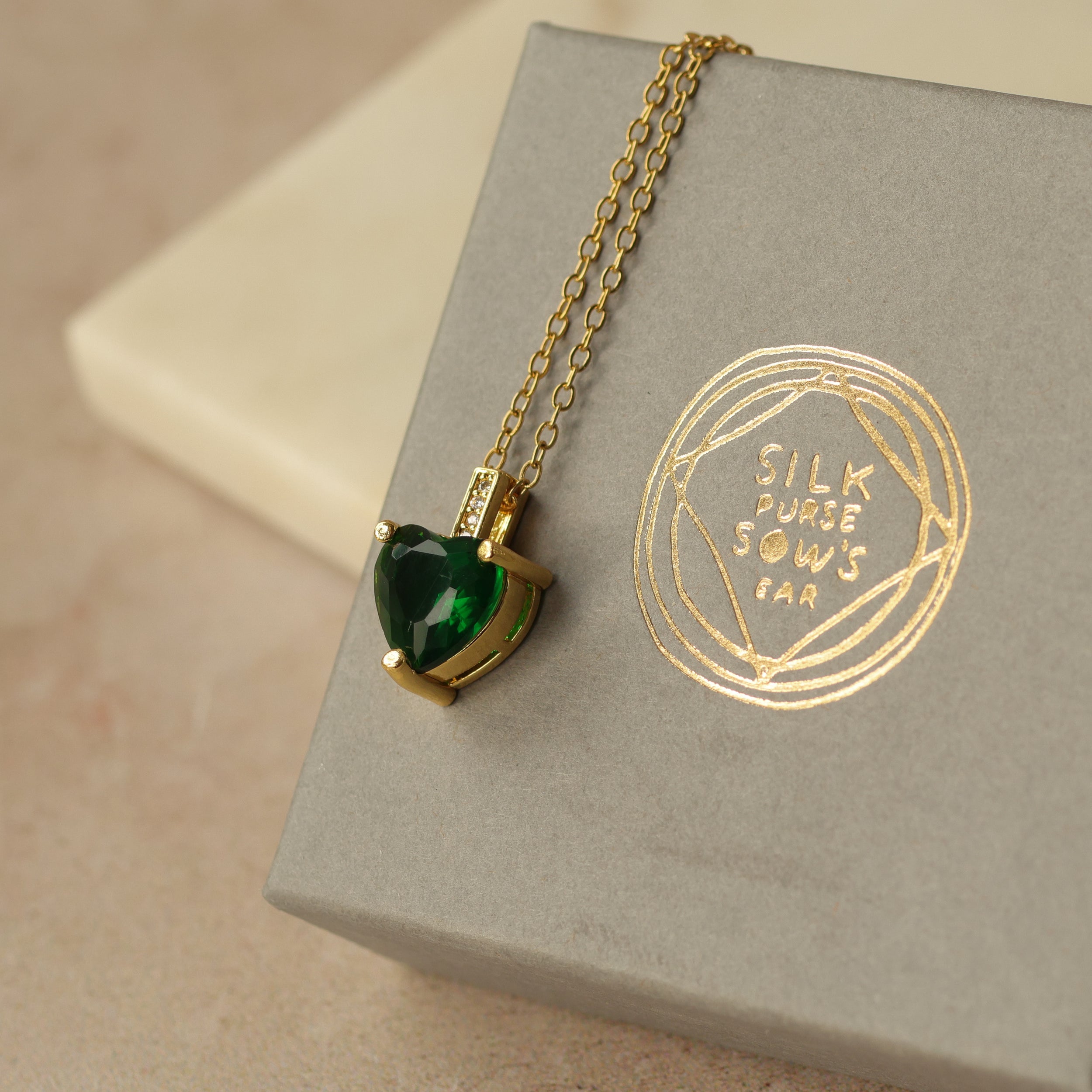 Emerald Green Heart Necklace