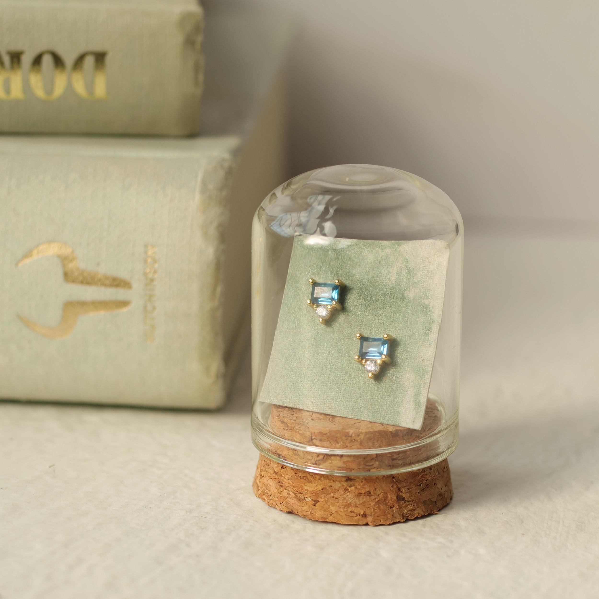 Aquamarine Turquoise Pyramid Stud Earrings