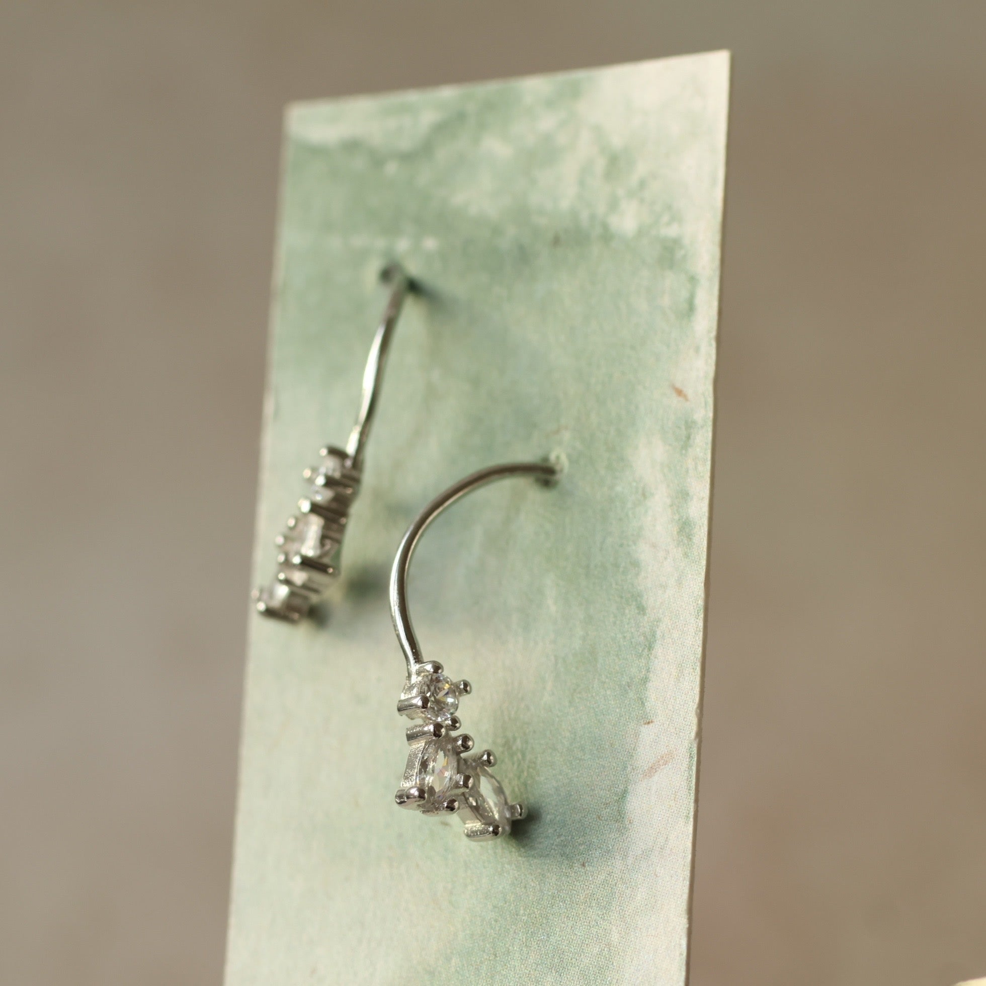 Sterling Silver Tiny Jewel Hoop Earrings
