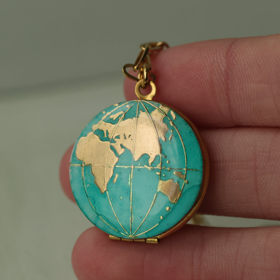 World Map Locket Necklace