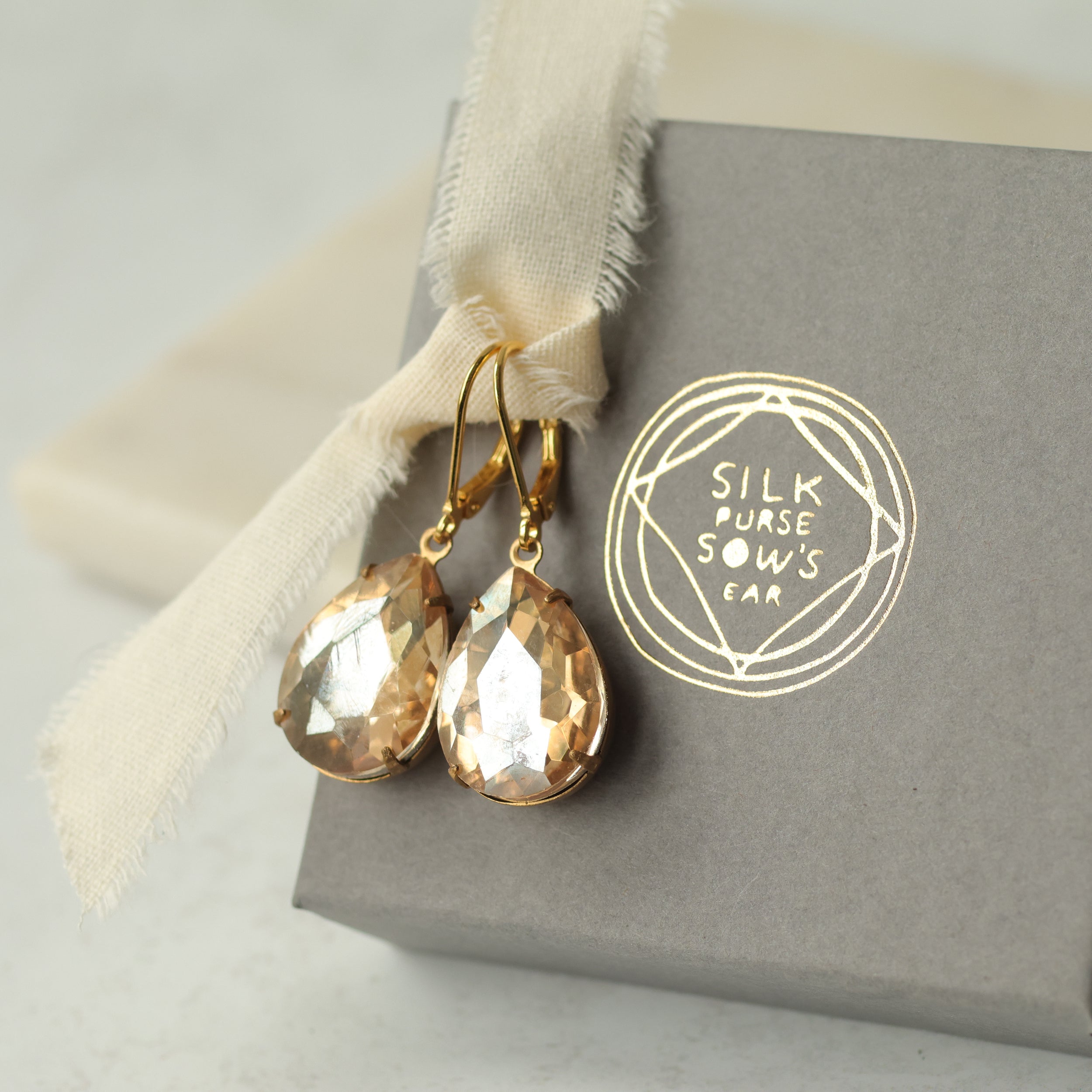 Vintage Champagne Teardrop Earrings