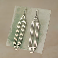 Art Deco Silver Rectangle Earrings
