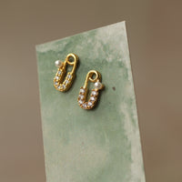 Pearl Safety Pin Luxury Stud Earrings