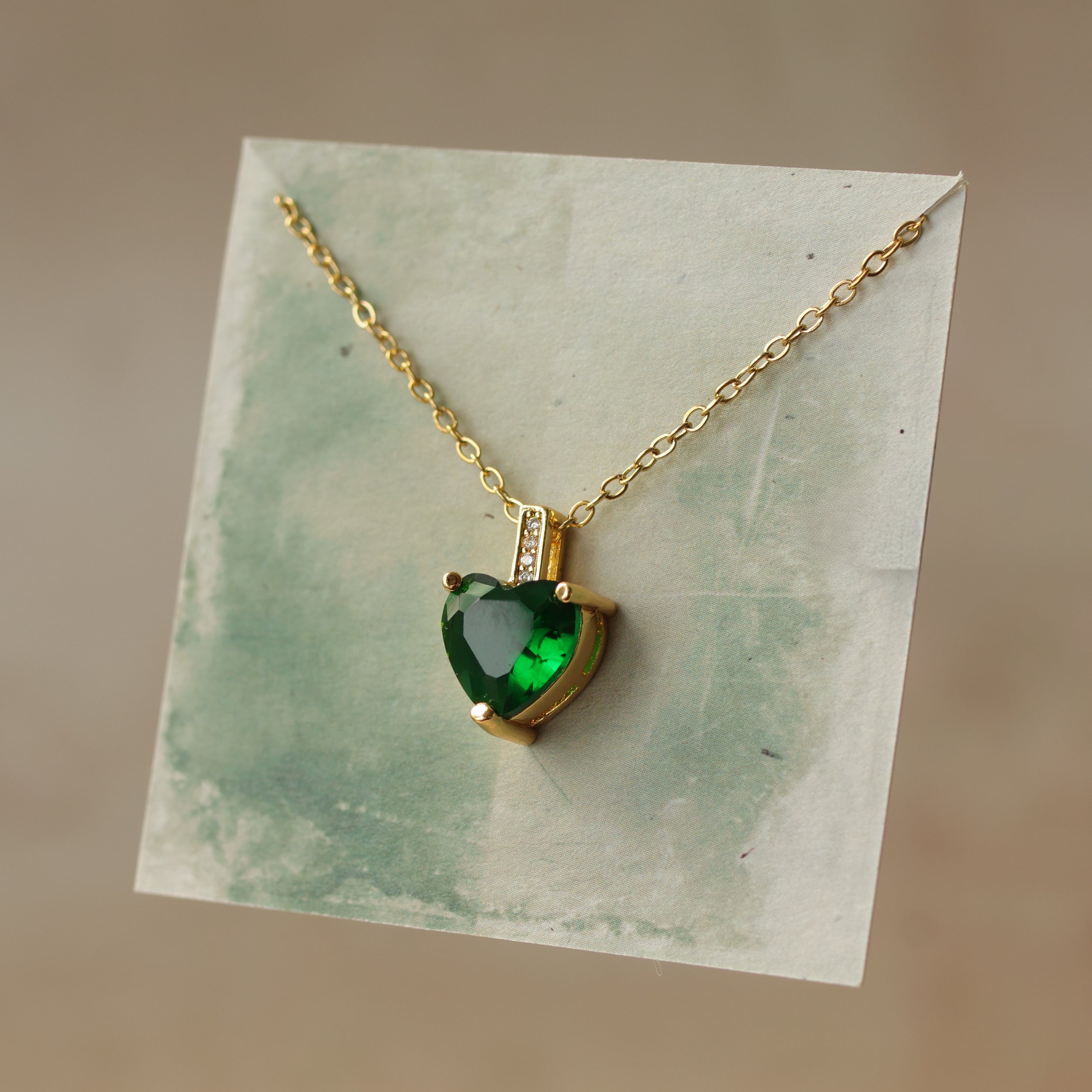 Emerald Green Heart Necklace