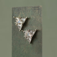 Silver Triangle Stud Earrings