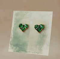 Emerald Heart Stud Earrings