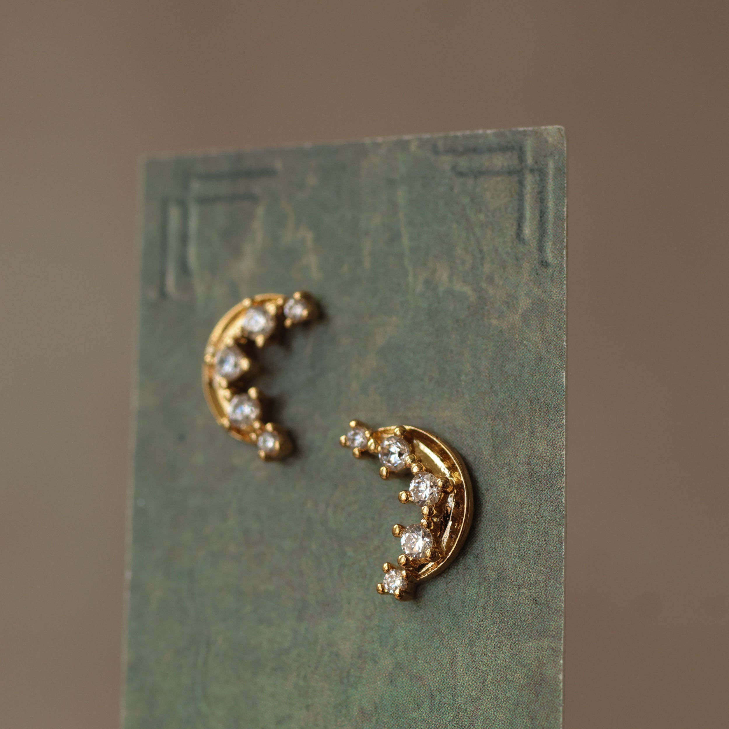 New Moon Crescent Stud Earrings