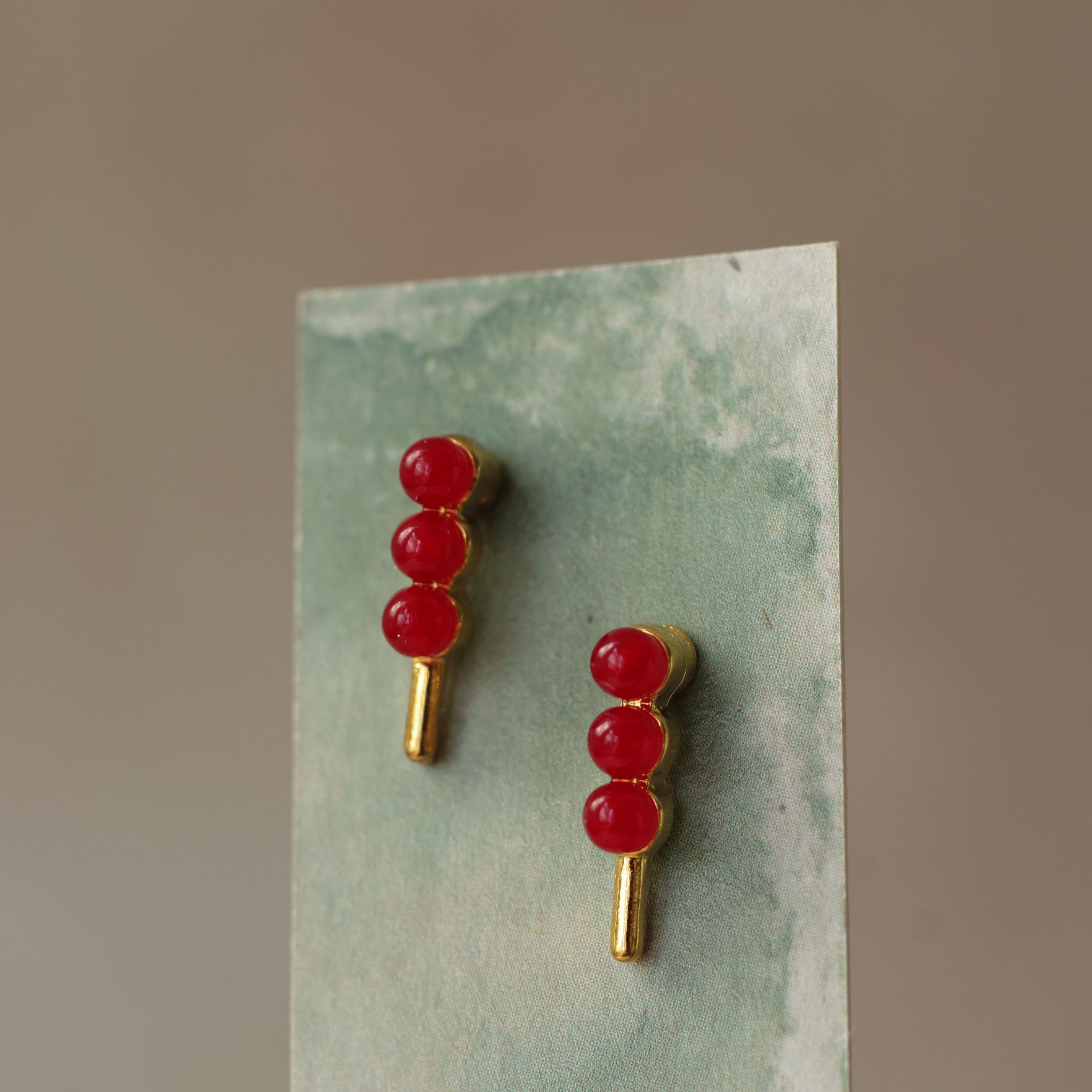 Red Dot Stud Earrings