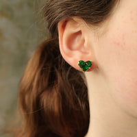 Emerald Heart Stud Earrings