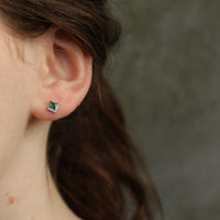Emerald Art Deco Rhombus Stud Earrings