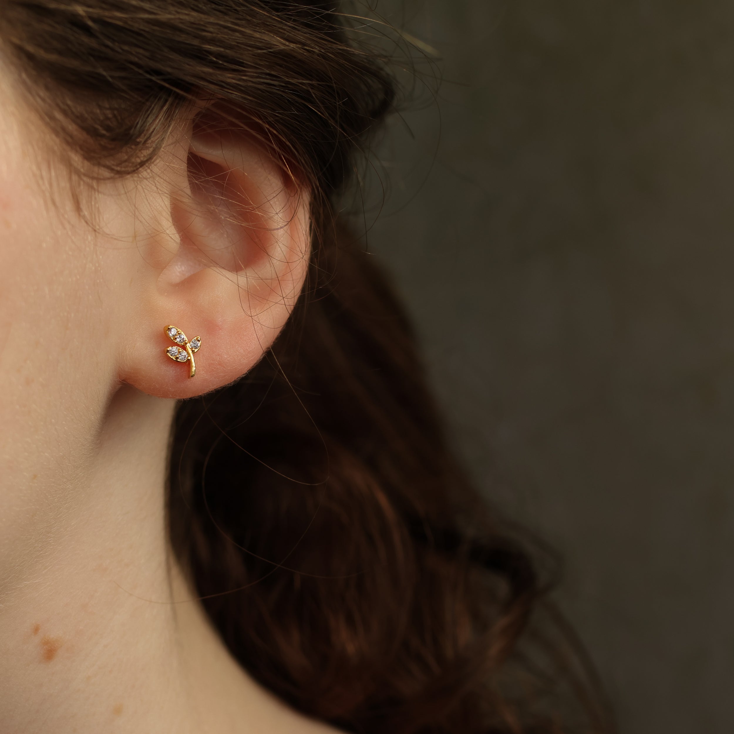Tiny Leaf Stud Earrings