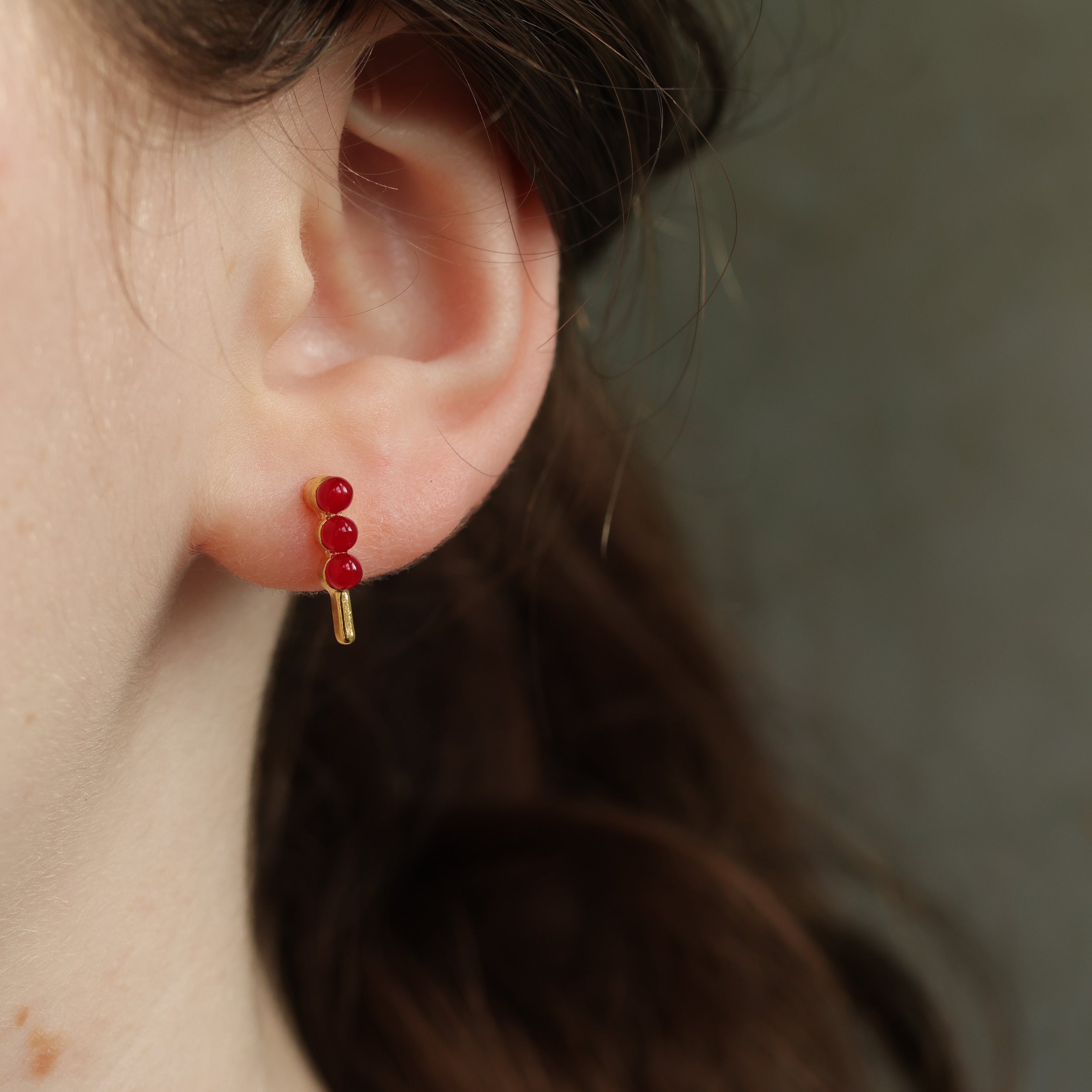 Red Dot Stud Earrings