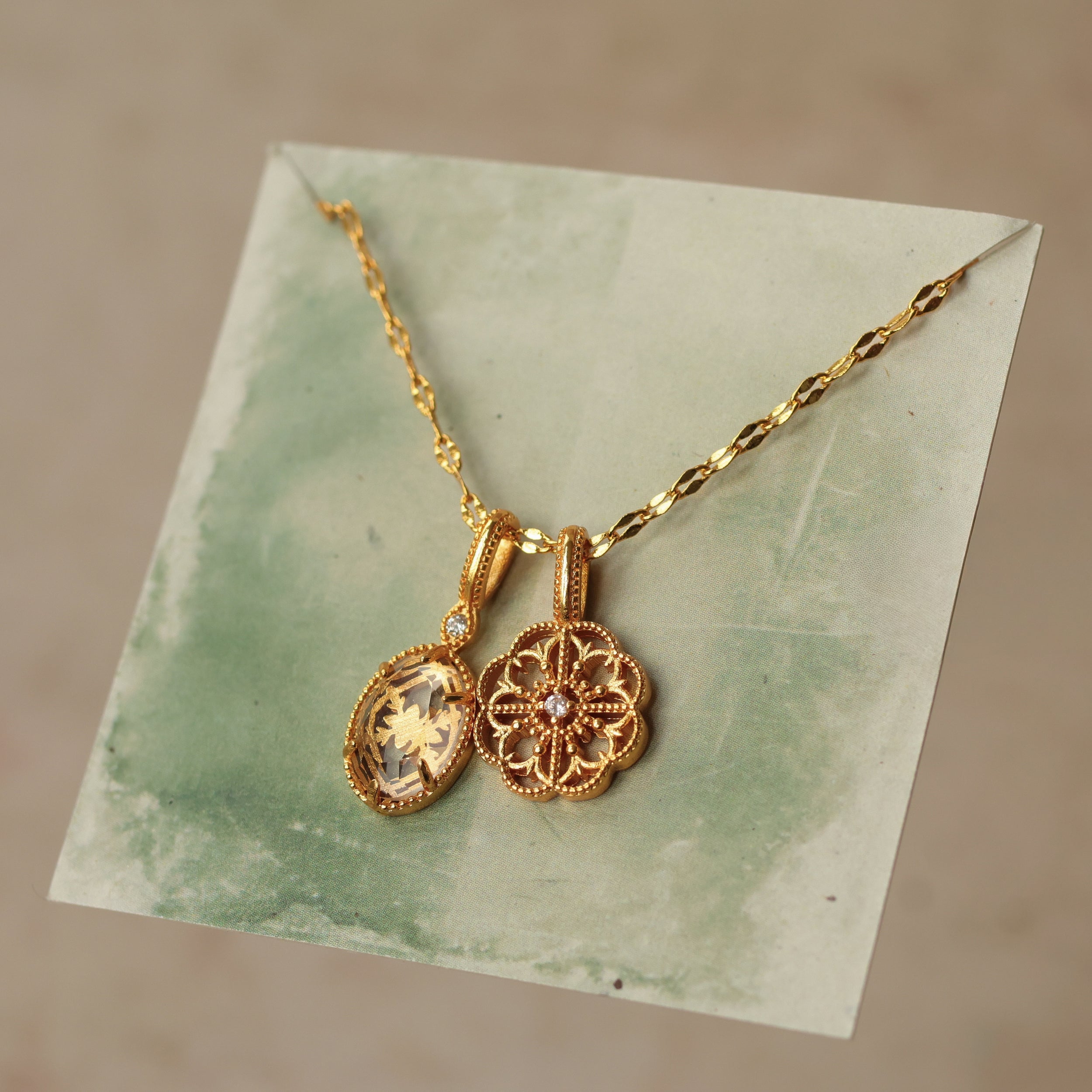 Intaglio Charm Pendant Necklace