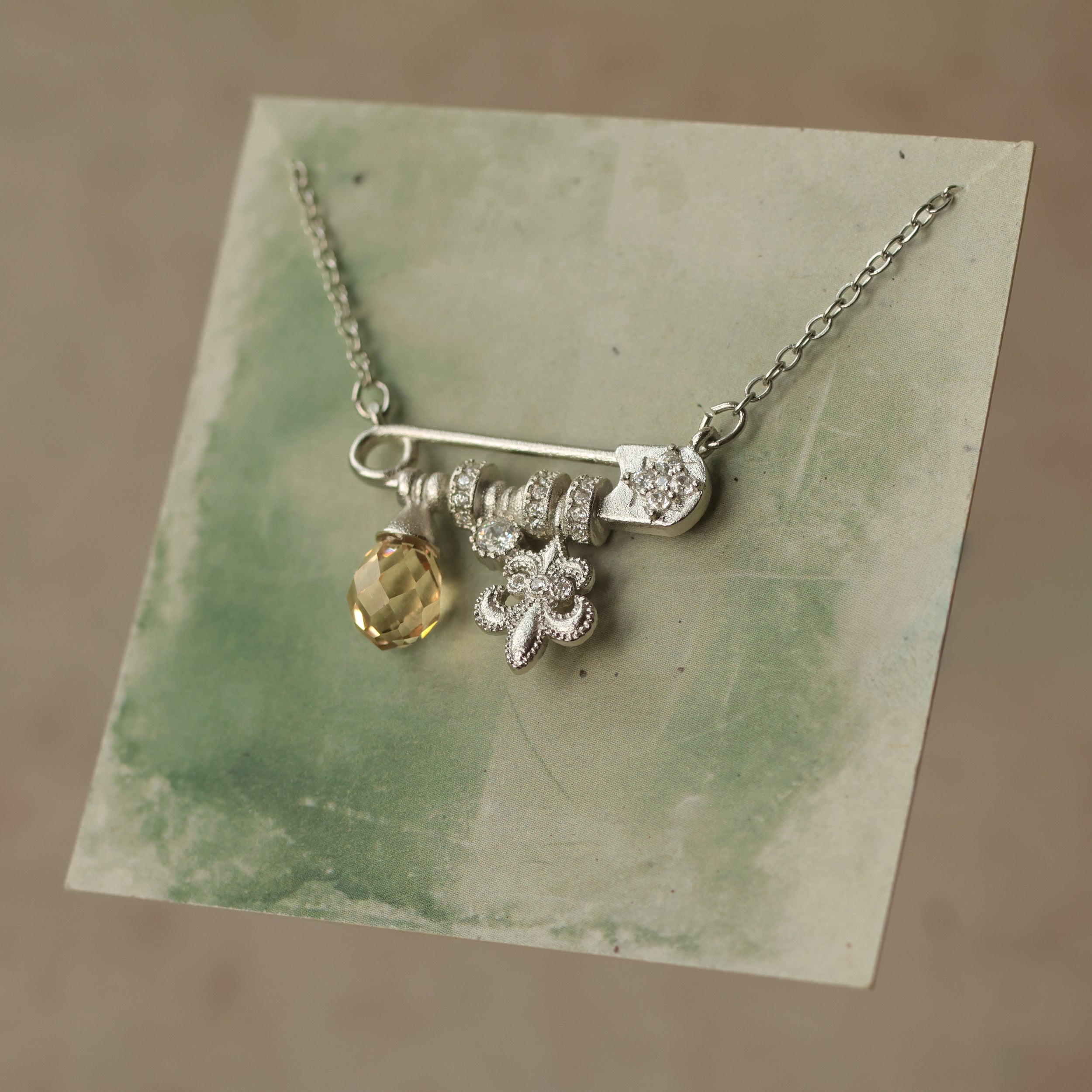 Silver Pin Charm Necklace