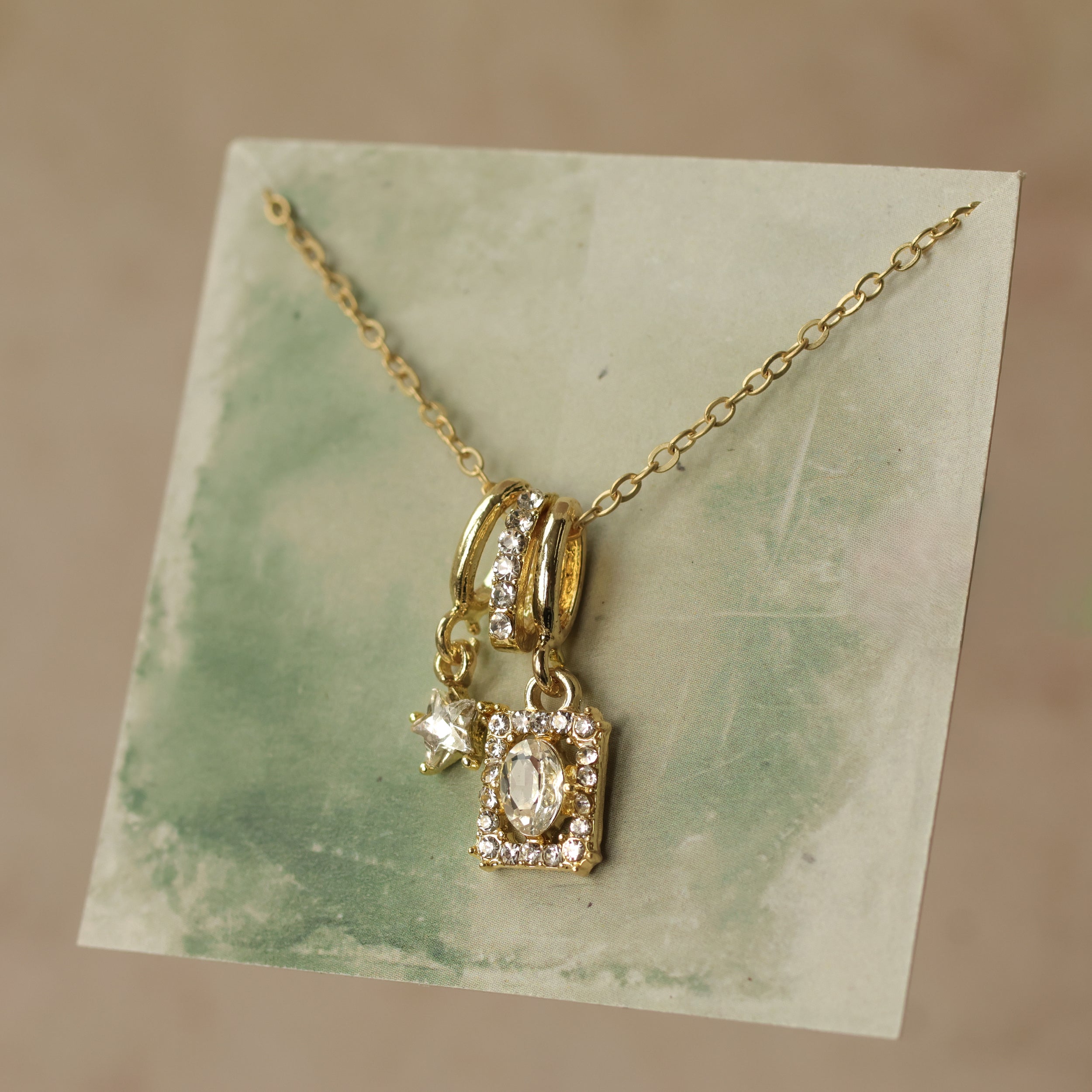 Vintage Crystal Charm Necklace