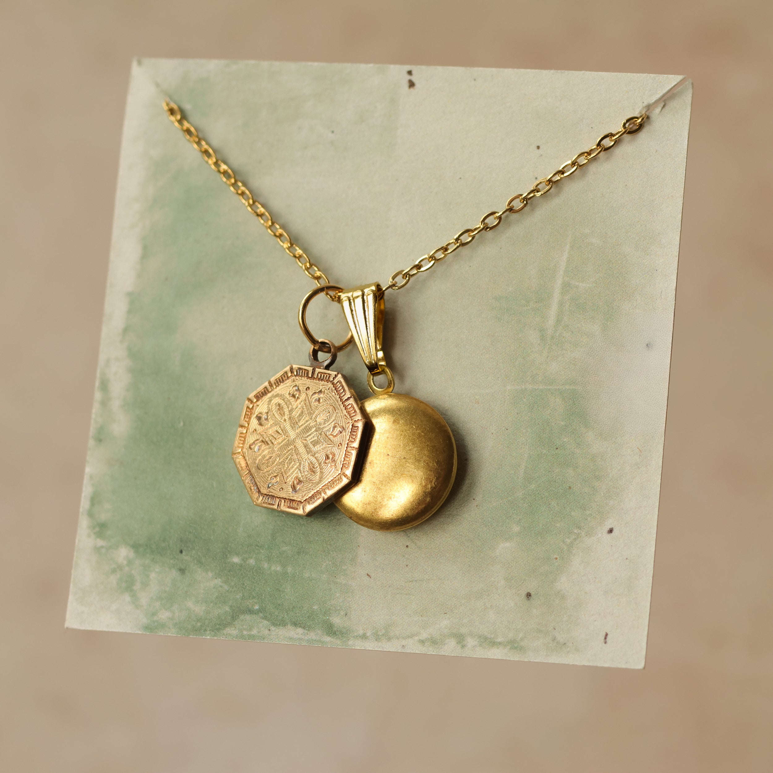 Antique Medallion Charm Locket Necklace
