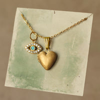 Turquoise Eye Charm Locket Necklace