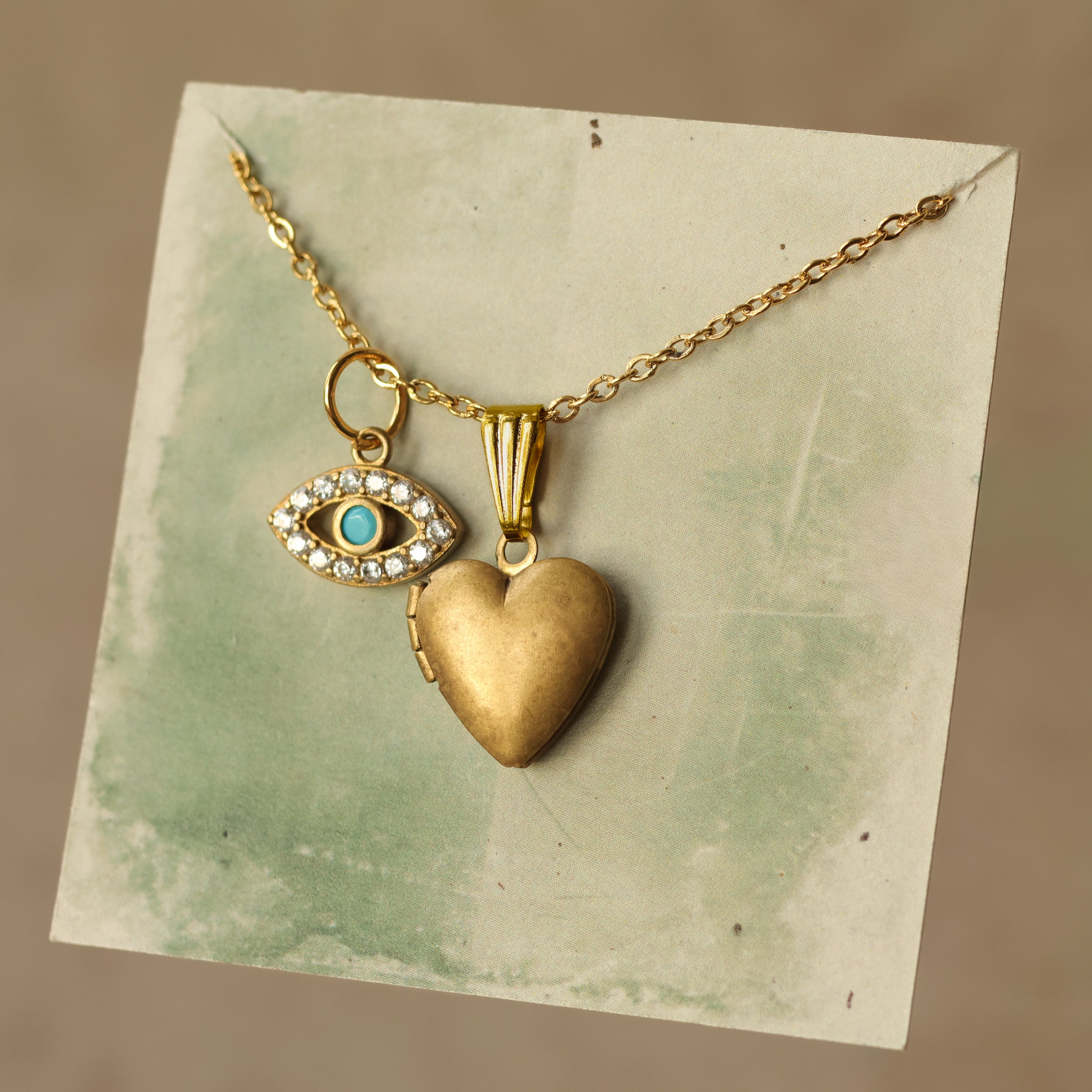 Turquoise Eye Charm Locket Necklace