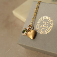 Emerald Heart Vintage Charm Locket Necklace