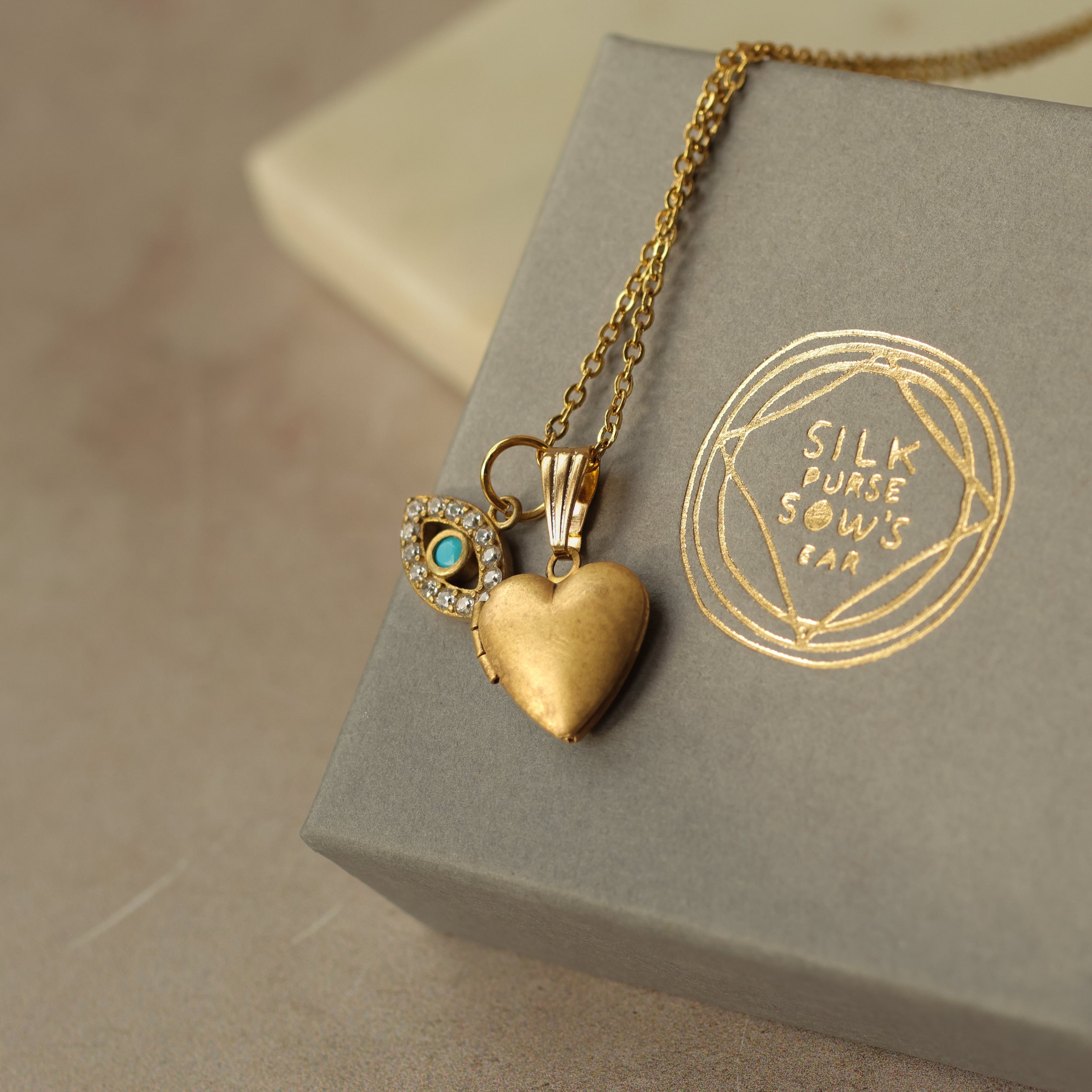 Turquoise Eye Charm Locket Necklace