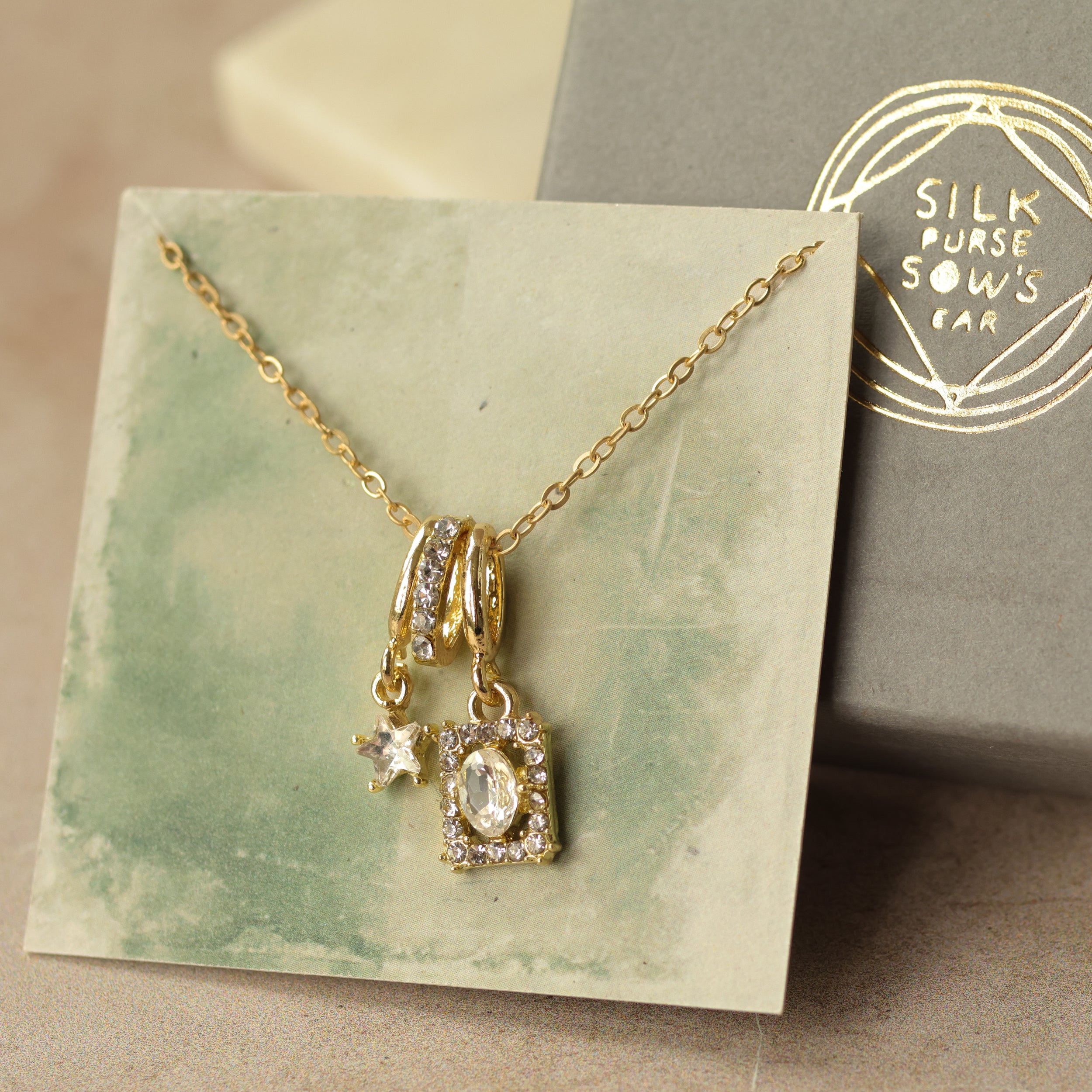 Vintage Crystal Charm Necklace