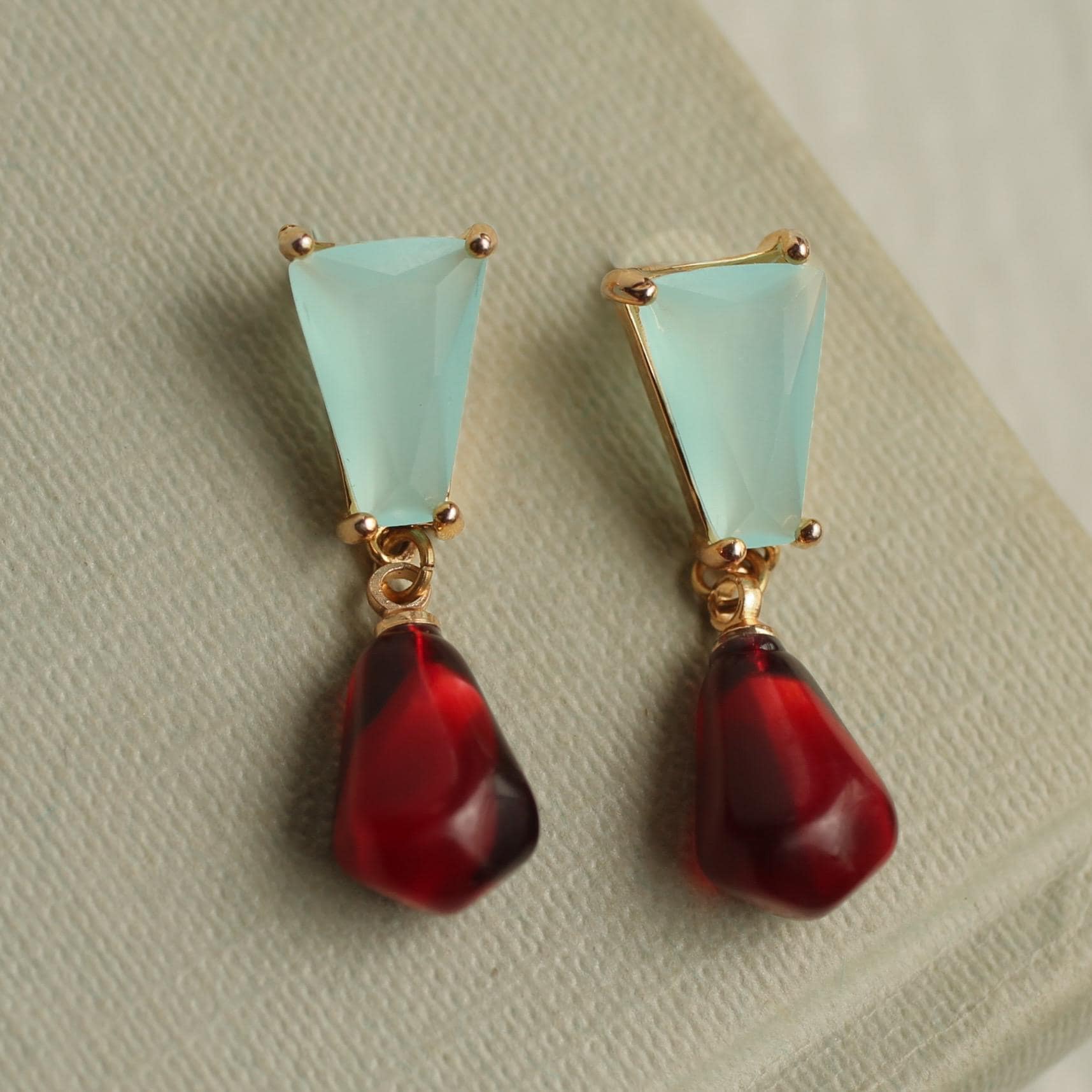Pomegranate Red and Turquoise Earrings