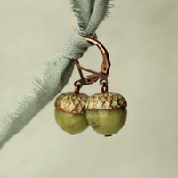 Moss Olive Green Acorn Earrings