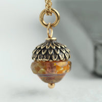 Amber Acorn Necklace