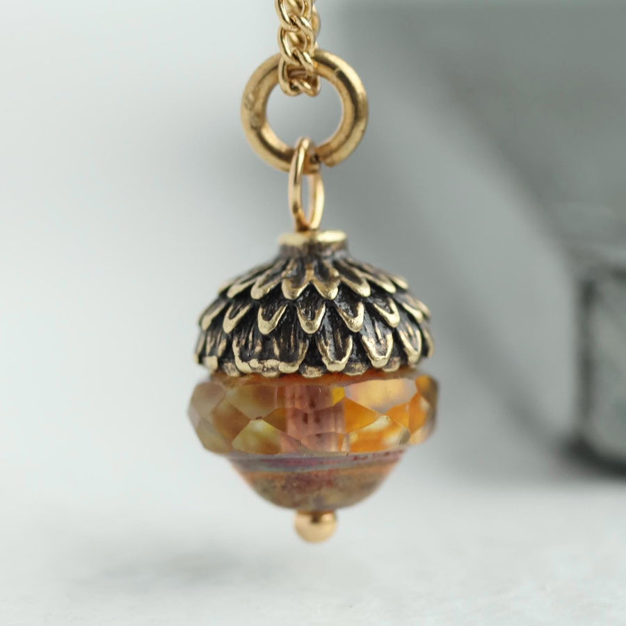 Amber Acorn Necklace