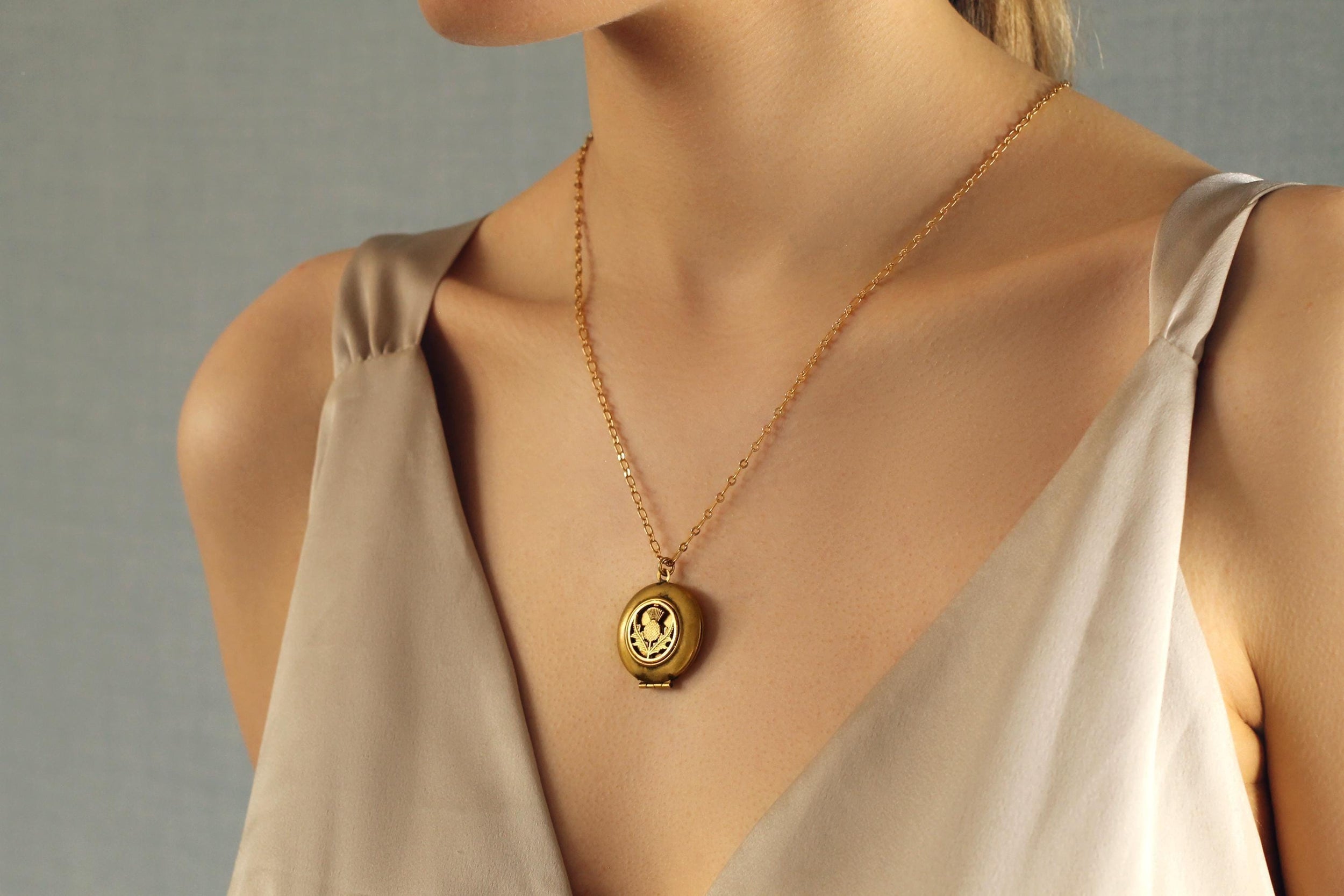 Gold Thistle Locket