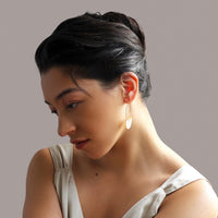 Mother of Pearl Art Deco Hoop Earrings