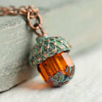 Amber Acorn Necklace