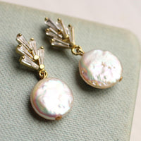 Art Deco Crystal Freshwater Pearl Earrings