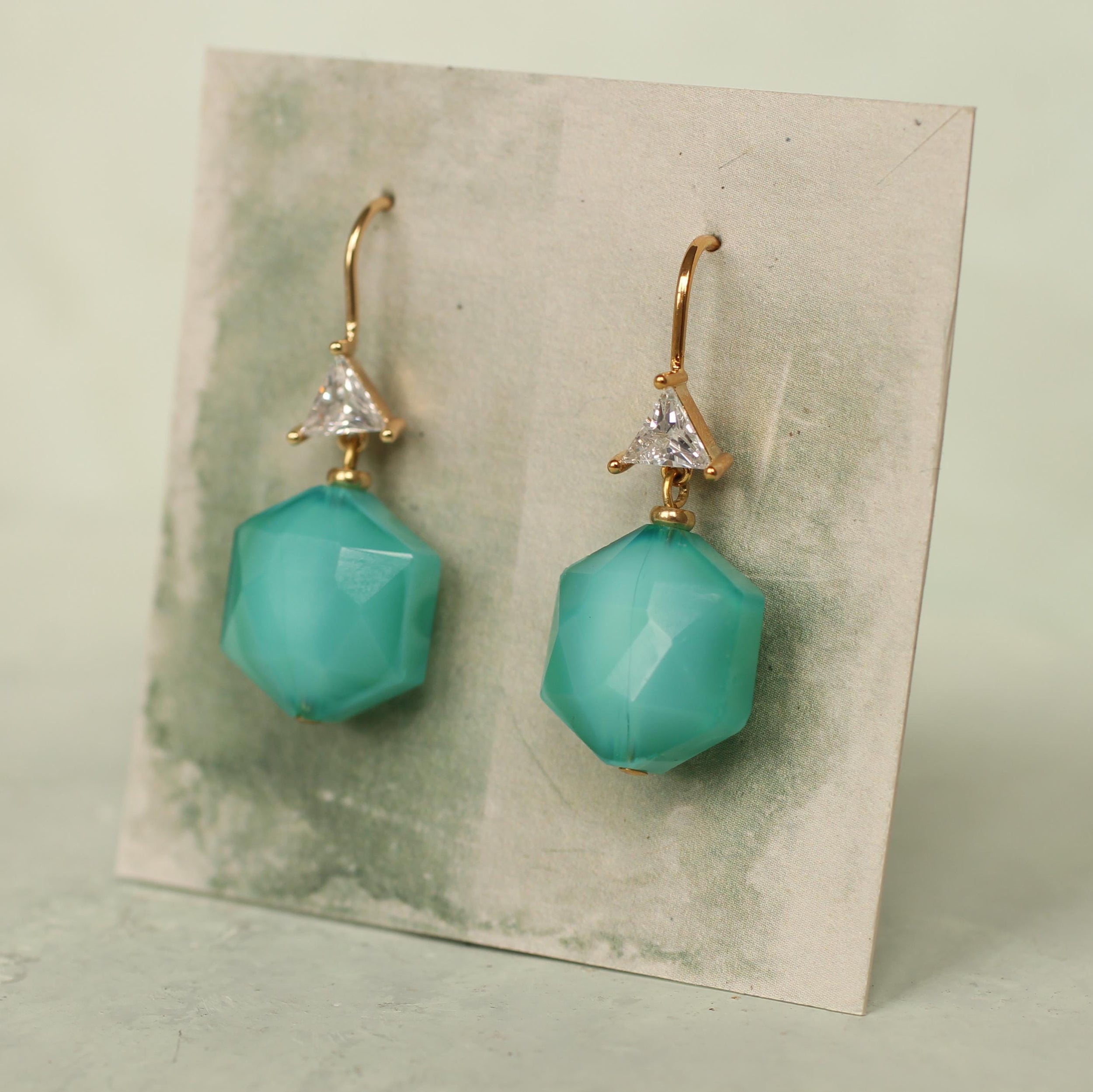 Turquoise Hexagon Jewel Earrings