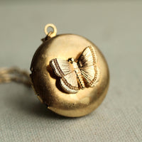 Gold Round Butterfly Locket