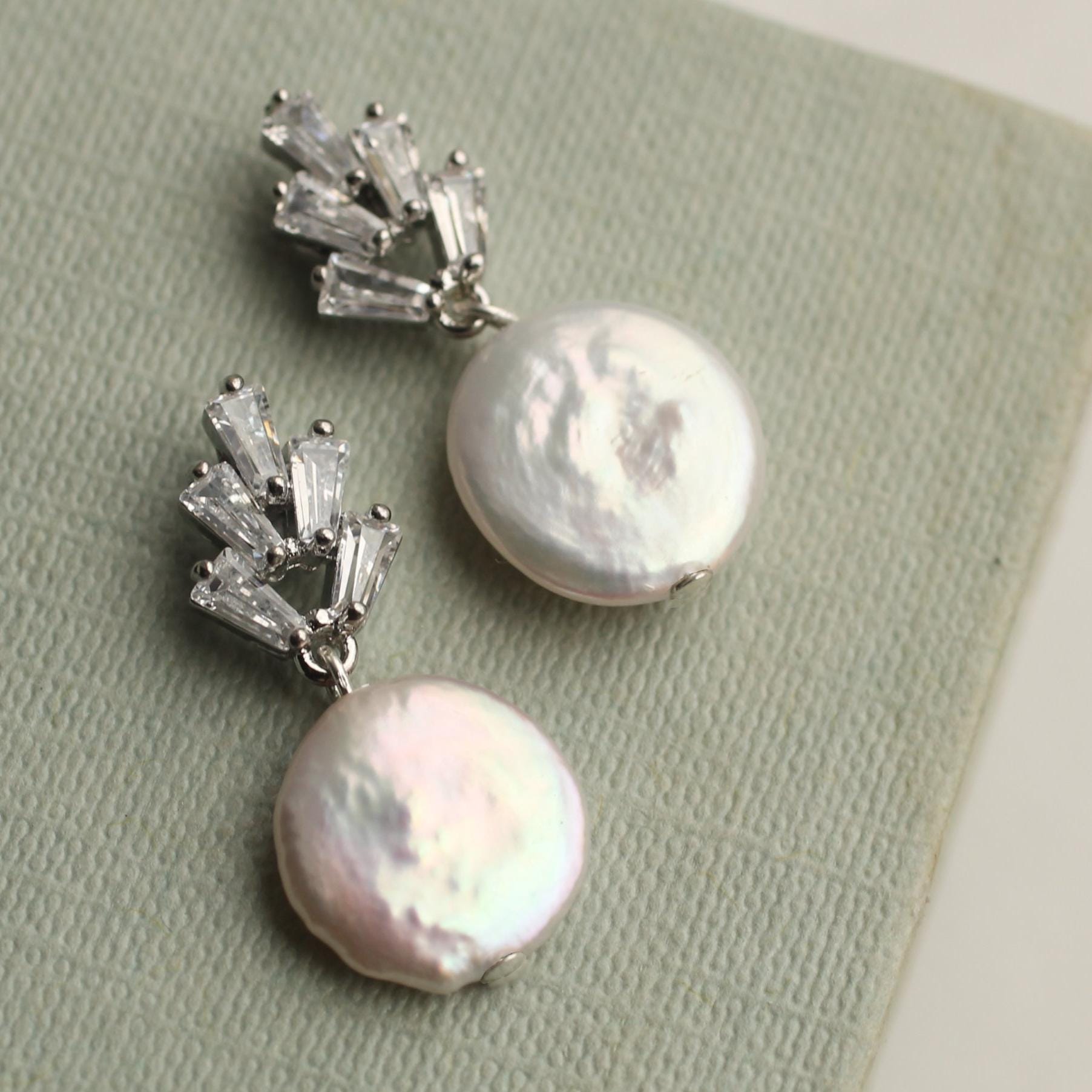 Art Deco Crystal Freshwater Pearl Earrings