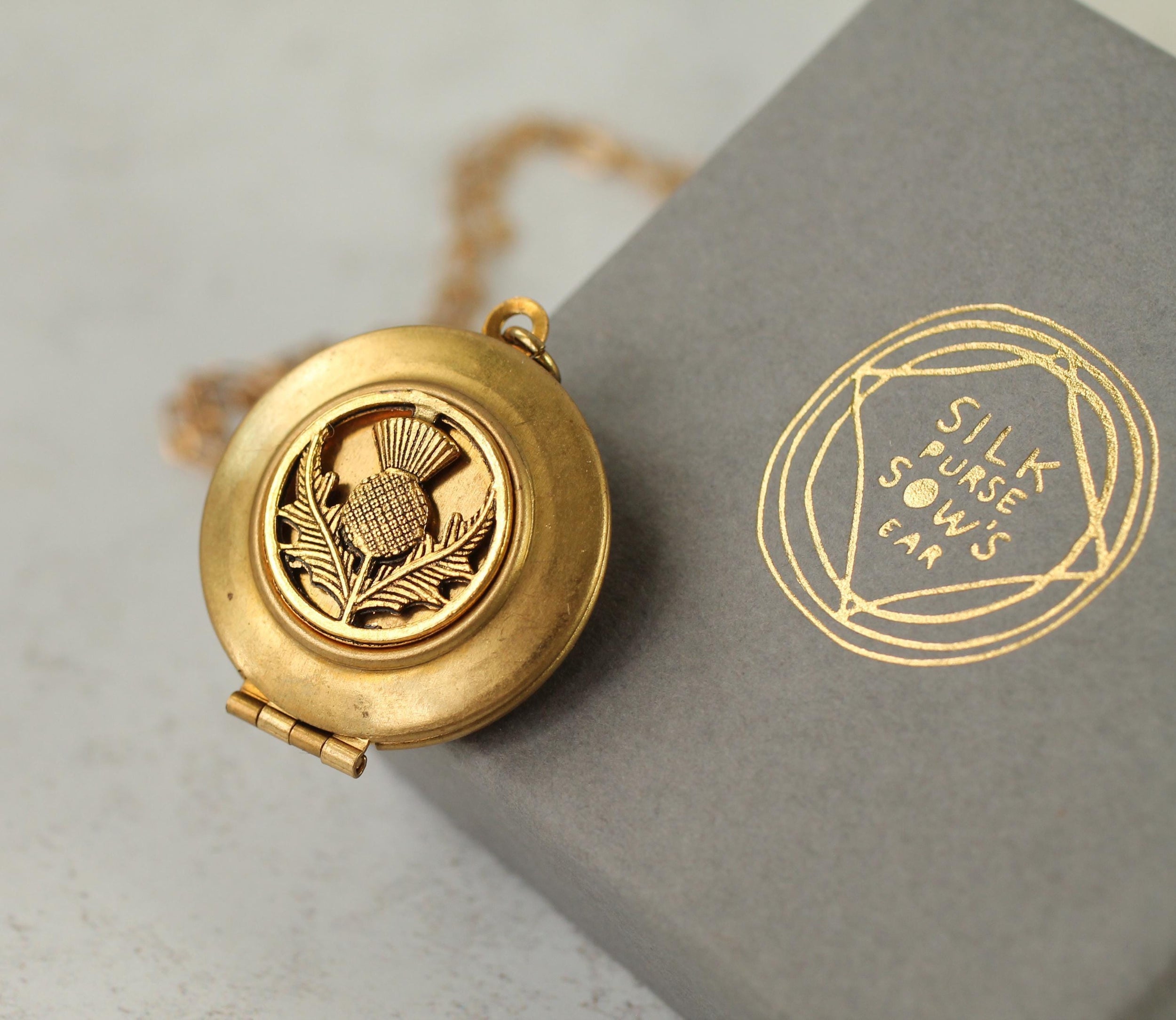 Gold Thistle Locket
