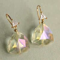 Champagne Yellow Art Deco Bridal Earrings