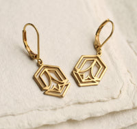 Gold Art Deco Brass Earrings