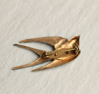 Verdigris Patina Swallow Bird Brooch