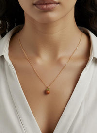 Amber and Moss Green Acorn Necklace