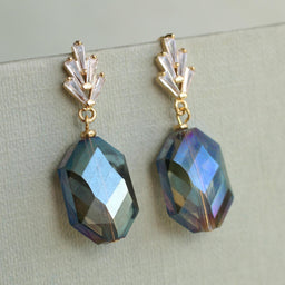 Blue Opal Art Deco Earrings