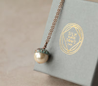 Turquoise Pearl Acorn Necklace