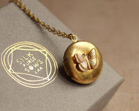 Gold Round Butterfly Locket