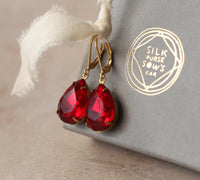 Ruby Red Teardrop Earrings