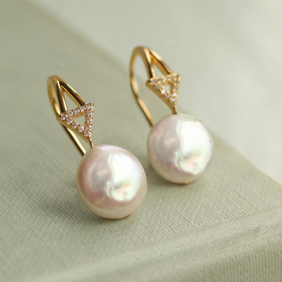 Freshwater Pearl Arrow Drop Earrings