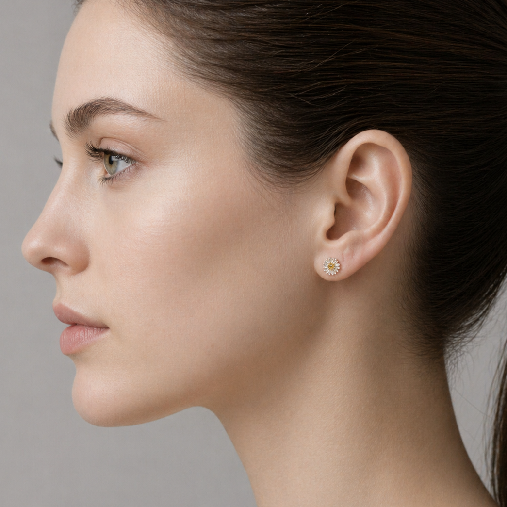 Sterling Silver Daisy Stud Earrings