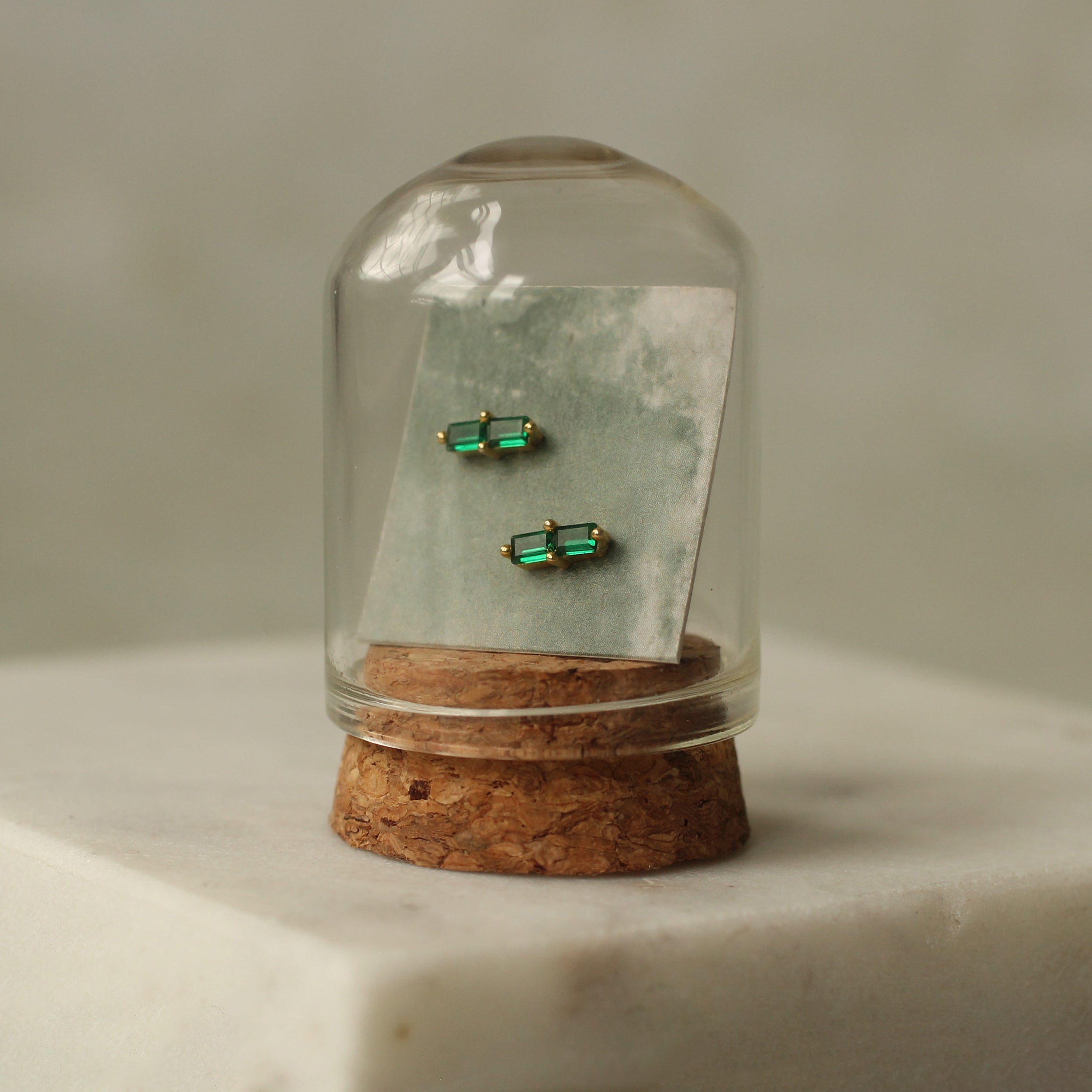 Emerald Baguette Stud Earrings