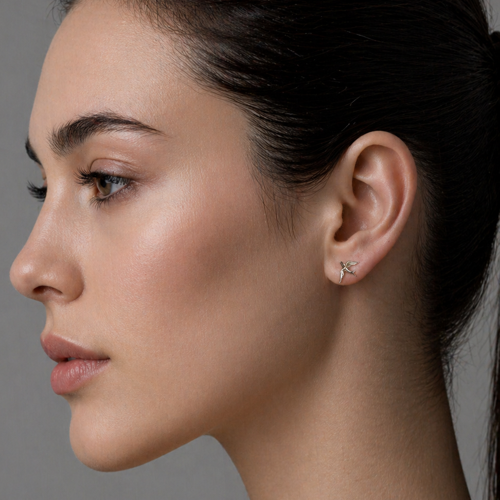 Sterling Silver Swallow Bird Stud Earrings