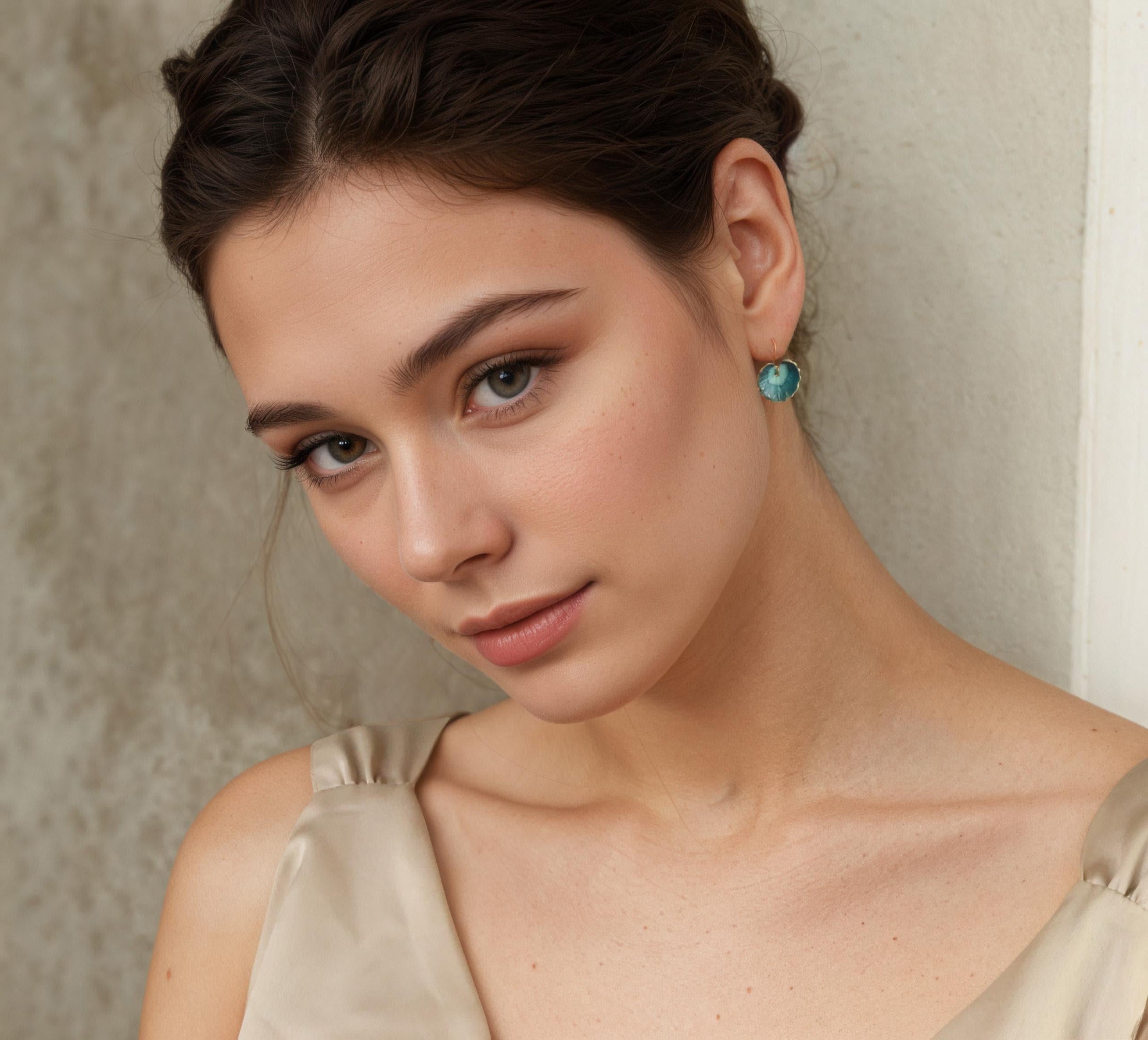 Navy Leaf Earrings